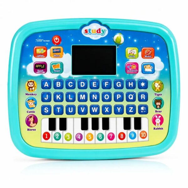 Interactive Kids Learning Tablet & Piano Keyboard - Educational Toy Laptop with Alphabet, Animal Sounds & Music for Toddlers 2-5 Years
