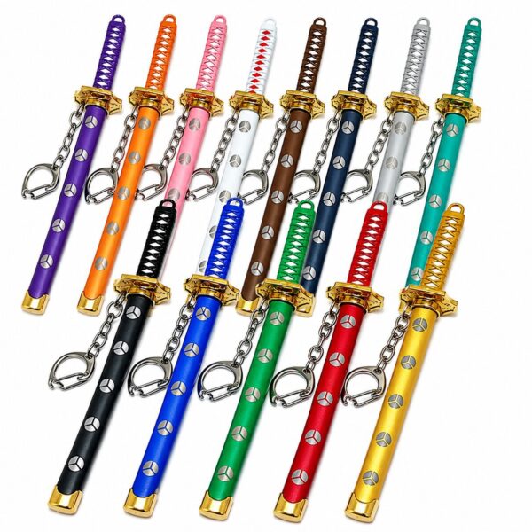 Kart Bazaar Metal Katana Keychain – Samurai Mini Sword Keyring for Car Bike and Bag, Japanese Anime Ninja Key Chain for Men Women and Kids – Multicolour (Colour May Vary)