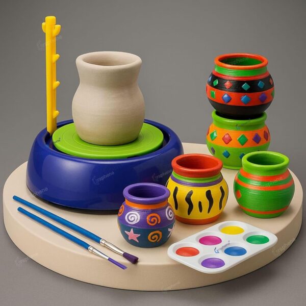 Pottery Wheel Kit for Kids Adults, Battery Operated Pot Making Clay Machine with Sculpting Tools Paints, Air Dry Modeling Clay Set, Arts Craft Birthday Gift Girls Boys Age 8-14