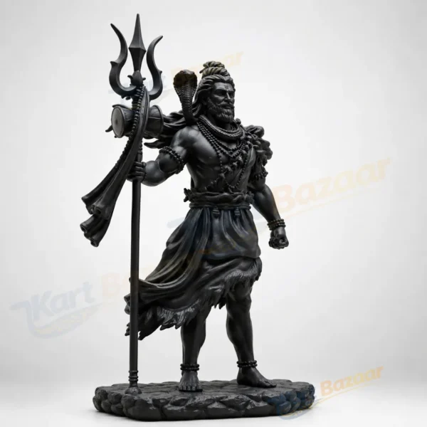 Lord Shiva Idol for Car Dashboard & Home Decor – Shiv Ji Mahadev Standing Murti Statue with Trishul | Resin God Showpiece for Office, Pooja Room | Spiritual Gift