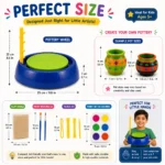 Kids Pottery Wheel Kit - DIY Clay Art and Craft Set for Girls & Boys | Educational Crafting Machine Toy with Clay, Paint & Sculpting Tools | Creative Birthday Gift for 6-12 Year Olds - Image 6