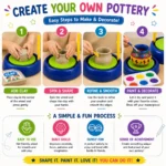 Kids Pottery Wheel Kit - DIY Clay Art and Craft Set for Girls & Boys | Educational Crafting Machine Toy with Clay, Paint & Sculpting Tools | Creative Birthday Gift for 6-12 Year Olds - Image 5