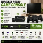 Retro TV Video Game Console Stick - 2.4G Wireless Controller Gamepad Set | Mini 4K HD Emulator Gaming Station with 64GB Card | Portable Plug and Play Classic Games for Kids & Adults - Image 4