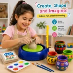 Kids Pottery Wheel Kit - DIY Clay Art and Craft Set for Girls & Boys | Educational Crafting Machine Toy with Clay, Paint & Sculpting Tools | Creative Birthday Gift for 6-12 Year Olds - Image 2