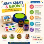 Kids Pottery Wheel Kit - DIY Clay Art and Craft Set for Girls & Boys | Educational Crafting Machine Toy with Clay, Paint & Sculpting Tools | Creative Birthday Gift for 6-12 Year Olds - Image 4