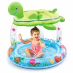 Baby Inflatable Pool with Sun Shade, Kids Swimming Pool for Toddlers, Small Splash Pool for Outdoor Garden Balcony