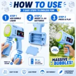 Premium Automatic Bubble Gun for Kids - Electric Bubble Blaster Machine with Solution | Large Multi-Hole Bubble Maker Toy for Boys, Girls & Toddlers | Perfect for Birthday, Party & Outdoor Fun - Image 3