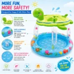 Baby Inflatable Pool with Sun Shade, Kids Swimming Pool for Toddlers, Small Splash Pool for Outdoor Garden Balcony - Image 3