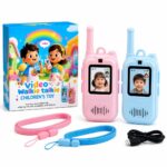 Video Walkie Talkie for Kids with Screen, 2 Way Communication Toy, Long Range Rechargeable Walkie Talkies Set with Strap, Fun Indoor Outdoor Gift for Boys & Girls