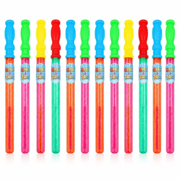 Gifts & Toys Colorful Bubble Wands for Kids, Pack of 12 Bubble Sticks with 100ml Bubble Solution | Non-Toxic & BIS Approved | Outdoor Birthday Party Fun Toy for Kids 3+ Years | Return Gift