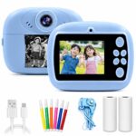 Kids Instant Print Camera & Camcorder | 48MP Dual Selfie Lens, 1080P HD Video & MP3 | Inkless Bluetooth Digital Photo Printer | Birthday Gift Learning Toy for Boys & Girls Ages 4-12
