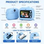 Kids Instant Print Camera & Camcorder | 48MP Dual Selfie Lens, 1080P HD Video & MP3 | Inkless Bluetooth Digital Photo Printer | Birthday Gift Learning Toy for Boys & Girls Ages 4-12 - Image 2