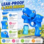 Electric T-Rex Bubble Machine Maker with 2 Solutions | Fun Animal Bubble Shooter Toy for Toddlers, Boys & Girls - Image 4
