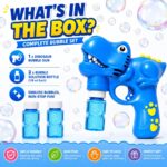 Electric T-Rex Bubble Machine Maker with 2 Solutions | Fun Animal Bubble Shooter Toy for Toddlers, Boys & Girls - Image 7