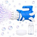 Premium Bubble Gatlin Gun - Large Bazooka Bubble Machine with Dip Tray & Solution | Big Multi-Hole Bubble Maker Toy for Kids, Boys & Girls