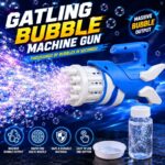 Premium Bubble Gatlin Gun - Large Bazooka Bubble Machine with Dip Tray & Solution | Big Multi-Hole Bubble Maker Toy for Kids, Boys & Girls - Image 2