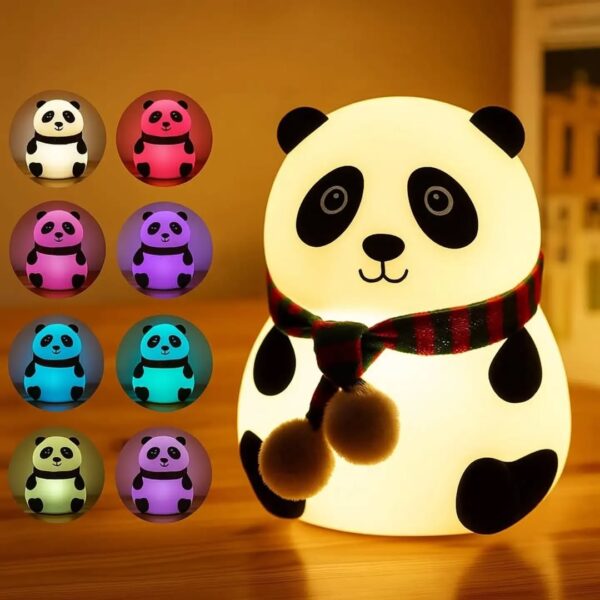 Panda Night Light Lamp for Kids Room Cute LED Silicone Touch Lamp, USB Rechargeable Colour Changing Bedside Table Lamp | Birthday Gift for Girls Boys Women | Soft Baby Night Lamp Bedroom Home Décor