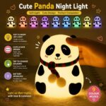 Panda Night Light Lamp for Kids Room Cute LED Silicone Touch Lamp, USB Rechargeable Colour Changing Bedside Table Lamp | Birthday Gift for Girls Boys Women | Soft Baby Night Lamp Bedroom Home Décor - Image 2