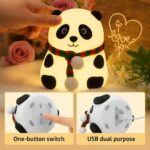 Panda Night Light Lamp for Kids Room Cute LED Silicone Touch Lamp, USB Rechargeable Colour Changing Bedside Table Lamp | Birthday Gift for Girls Boys Women | Soft Baby Night Lamp Bedroom Home Décor - Image 3