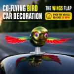 Flying Bird Car Dashboard Decoration with Flapping Wings | Wind Powered Co-Flying Bird Ornament for Car Bike Motorcycle Interior Accessories | Metal Bird Figurine Showpiece Decor for Home Garden Outdoor - Image 2
