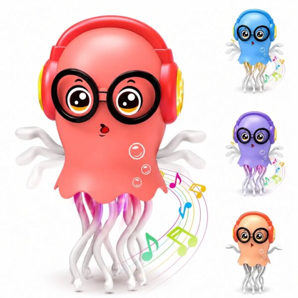 Dancing Jellyfish Toy for Baby Kids with Music Lights & Sound | Musical Moving Jelly Fish Toy for 1 2 3 Year Old Boys Girls | Electric LED Sensory Crawling Tummy Time Birthday Gift for Toddler Infant