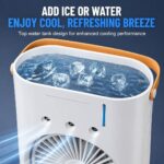 Portable Tower Fan Rechargeable with LED Light | Mini Dual Head Table Fan USB Charging High Speed Silent | Small Desktop Cooling Fan for Room Home Office Bedroom Kitchen Outdoor Camping Travel - Image 5