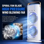 Portable Tower Fan Rechargeable with LED Light | Mini Dual Head Table Fan USB Charging High Speed Silent | Small Desktop Cooling Fan for Room Home Office Bedroom Kitchen Outdoor Camping Travel - Image 7