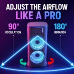 Portable Tower Fan Rechargeable with LED Light | Mini Dual Head Table Fan USB Charging High Speed Silent | Small Desktop Cooling Fan for Room Home Office Bedroom Kitchen Outdoor Camping Travel - Image 8