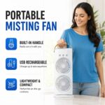 Portable Tower Fan Rechargeable with LED Light | Mini Dual Head Table Fan USB Charging High Speed Silent | Small Desktop Cooling Fan for Room Home Office Bedroom Kitchen Outdoor Camping Travel - Image 9