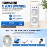 Portable Tower Fan Rechargeable with LED Light | Mini Dual Head Table Fan USB Charging High Speed Silent | Small Desktop Cooling Fan for Room Home Office Bedroom Kitchen Outdoor Camping Travel - Image 4