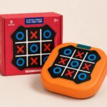 Electronic Tic Tac Toe Handheld Game Console - Smart AI Intelligence Travel Toy with 9 Game Modes, Screen-Free Brain Teaser Logic Puzzle, Road Trip Car Activity Toy