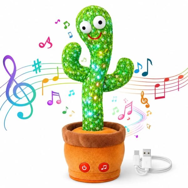 Dancing Cactus Toy for Baby Kids Talking Singing Repeating Cactus with Songs | Voice Recording Soft Plush Electronic Toy | Rechargeable Birthday Gift for Boys Girls 1 2 3 Year Old