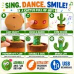 Dancing Cactus Toy for Baby Kids Talking Singing Repeating Cactus with Songs | Voice Recording Soft Plush Electronic Toy | Rechargeable Birthday Gift for Boys Girls 1 2 3 Year Old - Image 5