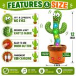 Dancing Cactus Toy for Baby Kids Talking Singing Repeating Cactus with Songs | Voice Recording Soft Plush Electronic Toy | Rechargeable Birthday Gift for Boys Girls 1 2 3 Year Old - Image 4