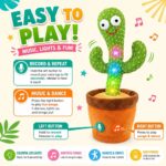 Dancing Cactus Toy for Baby Kids Talking Singing Repeating Cactus with Songs | Voice Recording Soft Plush Electronic Toy | Rechargeable Birthday Gift for Boys Girls 1 2 3 Year Old - Image 2