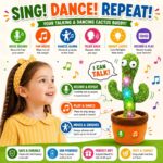 Dancing Cactus Toy for Baby Kids Talking Singing Repeating Cactus with Songs | Voice Recording Soft Plush Electronic Toy | Rechargeable Birthday Gift for Boys Girls 1 2 3 Year Old - Image 3
