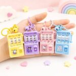 Viral Slot Machine Keychain – Interactive Fidget Toy Bag Charm, Pastel Anime Backpack Accessory for Girls & Teens (Set of 1)