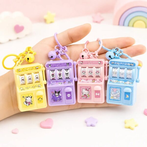 Viral Slot Machine Keychain – Interactive Fidget Toy Bag Charm, Pastel Anime Backpack Accessory for Girls & Teens (Set of 1)