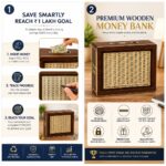 Wooden Money Saving Box for Kids & Adults – Piggy Bank with 1 Lakh Savings Tracker | Coin & Cash Gullak with Lock | Big Money Bank Gift for Boys Girls Women Men | Wooden Piggy Bank Box for Home - Image 4