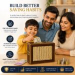 Wooden Money Saving Box for Kids & Adults – Piggy Bank with 1 Lakh Savings Tracker | Coin & Cash Gullak with Lock | Big Money Bank Gift for Boys Girls Women Men | Wooden Piggy Bank Box for Home - Image 5