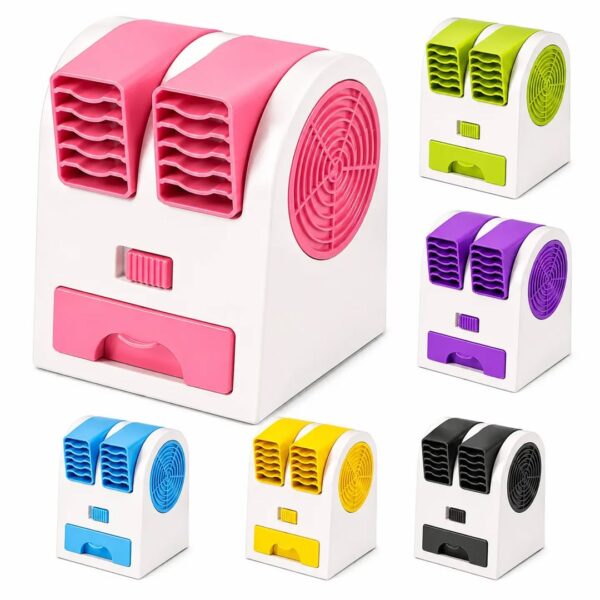 Portable Mini Cooler Fan for Room – Small Air Cooler for Home Office Desk & Kitchen | USB & Battery Operated Table AC Fan with Ice Water Cooling | Mini Air Conditioner Blower for Car Bedroom
