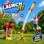 Rocket Launcher Toy for Kids Outdoor Toys & Games for Garden | Kid Toy Launcher Game Set with 3 Foam Rockets | Flying Air Jump Stomp Rocket Toys for Boys Girls Ages 3 to 8+ Years Old - Image 2