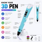 3D Pen Printer Kit Set with PLA Filament for Kids Girls Boys Magic Drawing Printing Machine | Smart Electric Doodle Art Pen | Creative Craft Gadgets Toys Gift for Adults & Students - Image 6