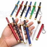 Kart Bazaar Metal Katana Keychain - Mini Samurai Sword Keyring for Car Bike and Bag, Japanese Anime Ninja Key Chain for Men Women and Kids, Retractable Blade Toy Set