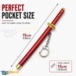 Kart Bazaar Metal Katana Keychain - Mini Samurai Sword Keyring for Car Bike and Bag, Japanese Anime Ninja Key Chain for Men Women and Kids, Retractable Blade Toy Set - Image 4