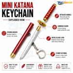 Kart Bazaar Metal Katana Keychain - Mini Samurai Sword Keyring for Car Bike and Bag, Japanese Anime Ninja Key Chain for Men Women and Kids, Retractable Blade Toy Set - Image 2