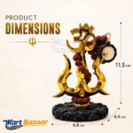 Om Trishul with Damru Rudraksha Idol for Car Dashboard - Lord Shiva Mahadev Gold Plated Statue Showpiece for Home Decor, Office Desk, Pooja Temple & Gift Items - Image 2