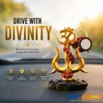 Om Trishul with Damru Rudraksha Idol for Car Dashboard - Lord Shiva Mahadev Gold Plated Statue Showpiece for Home Decor, Office Desk, Pooja Temple & Gift Items - Image 4