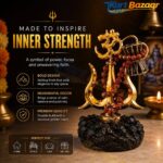 Om Trishul with Damru Rudraksha Idol for Car Dashboard - Lord Shiva Mahadev Gold Plated Statue Showpiece for Home Decor, Office Desk, Pooja Temple & Gift Items - Image 5