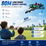 Remote Control Drone for Kids with LED Lights 80M Long Range, 6-Axis Gyro Stable Flight, 360° Flip Stunts, One-Key Takeoff, Rechargeable RC Flying Toy Gift for Boys & Girls - Image 2